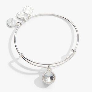 Alex and Ani April Clear Crystal Birthstone Charm Expandable Silver Bangle